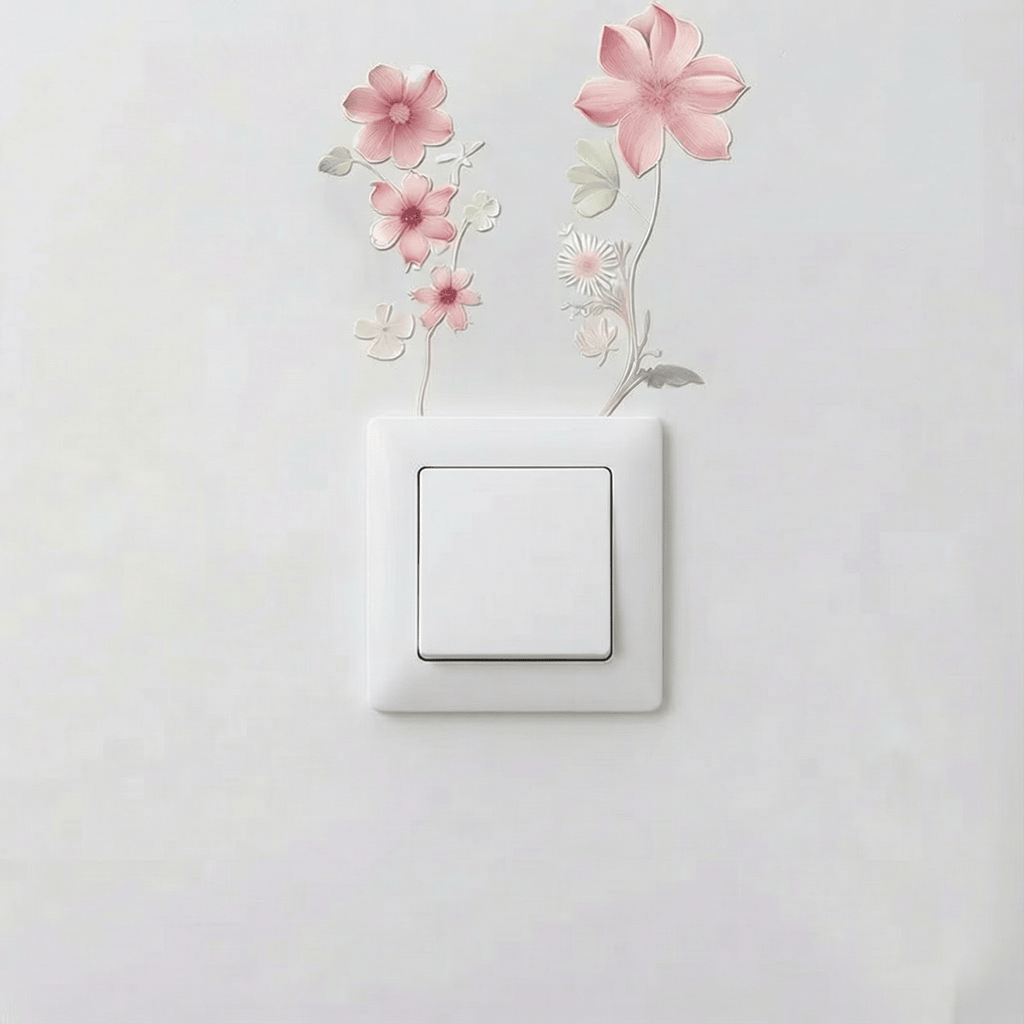 Stickers Muraux Fleurs Interrupteur Rose doux