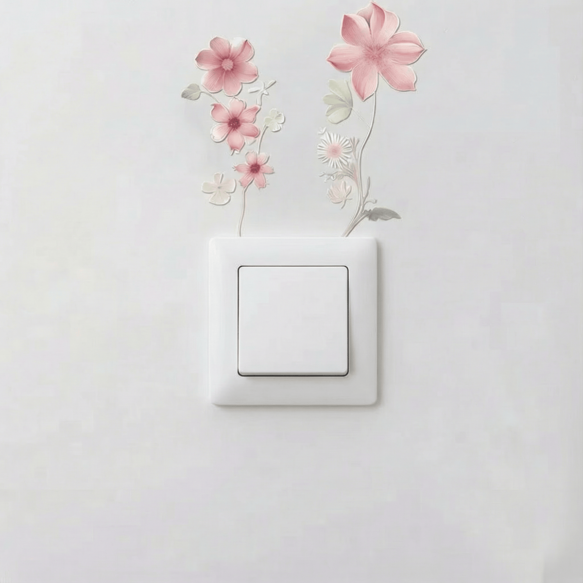 Stickers Muraux Fleurs Interrupteur Rose doux