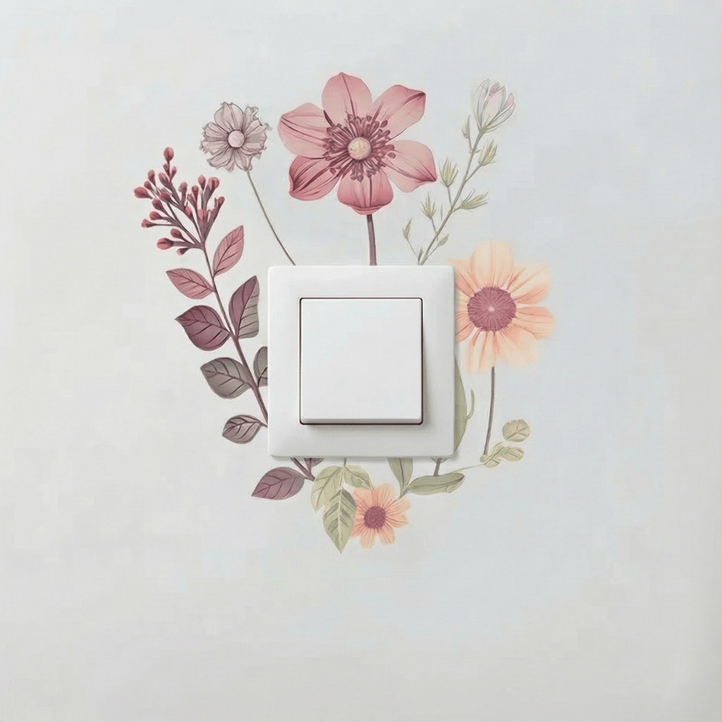 Stickers Muraux Fleurs Interrupteur Rose poudré