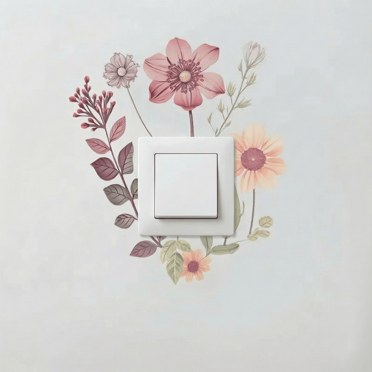 Stickers Muraux Fleurs Interrupteur Rose poudré