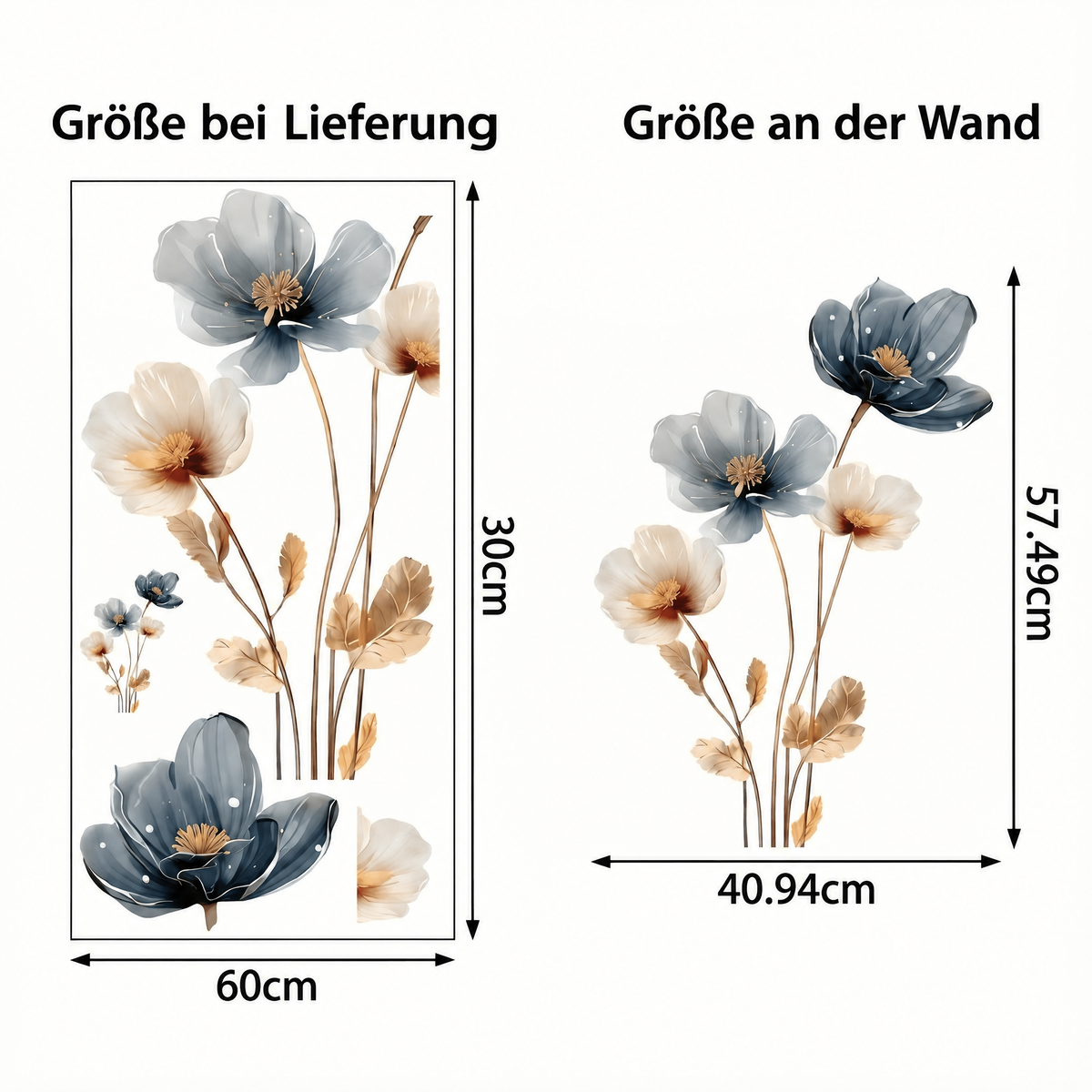 Wandtattoo Moderne Anemonen - Maße
