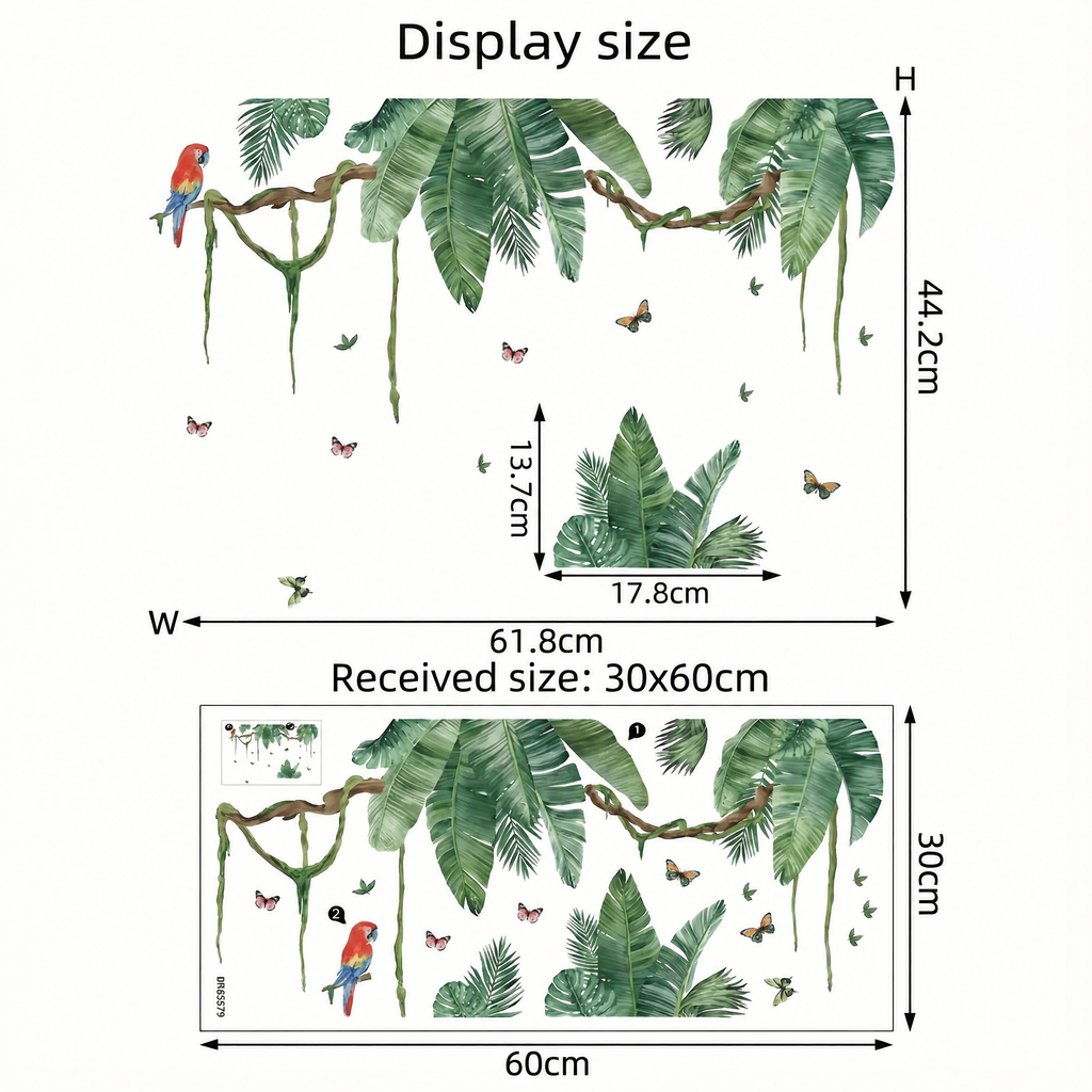 Exotic Jungle Wall Stickers - dimensions
