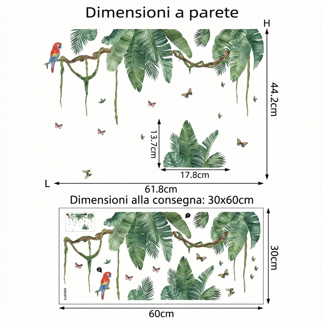 Adesivi murali giungla esotica - Dimensioni