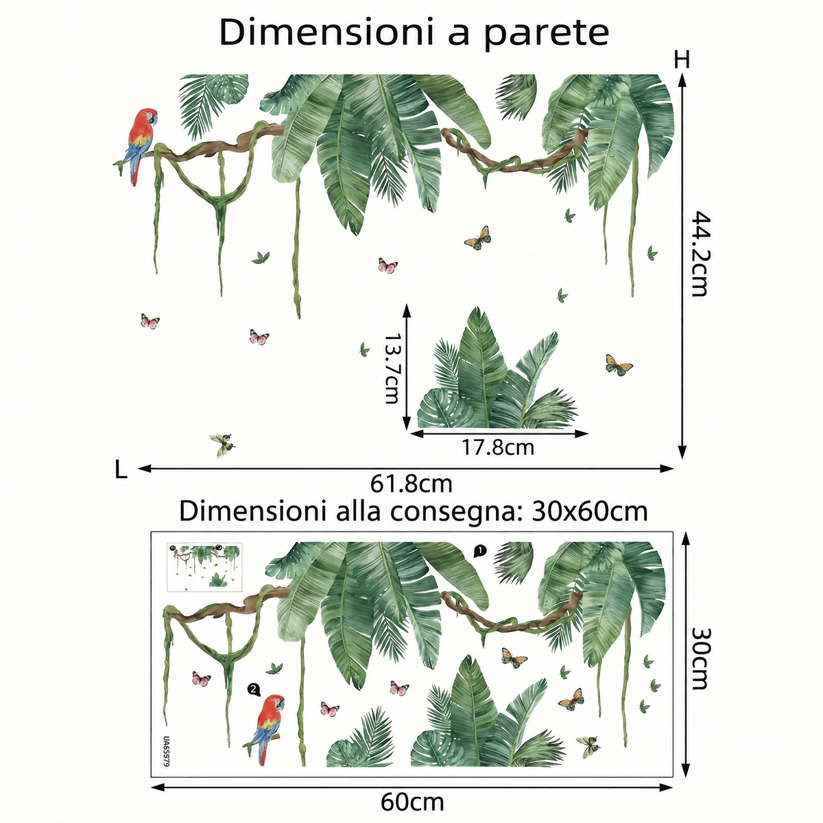 Adesivi murali giungla esotica - Dimensioni
