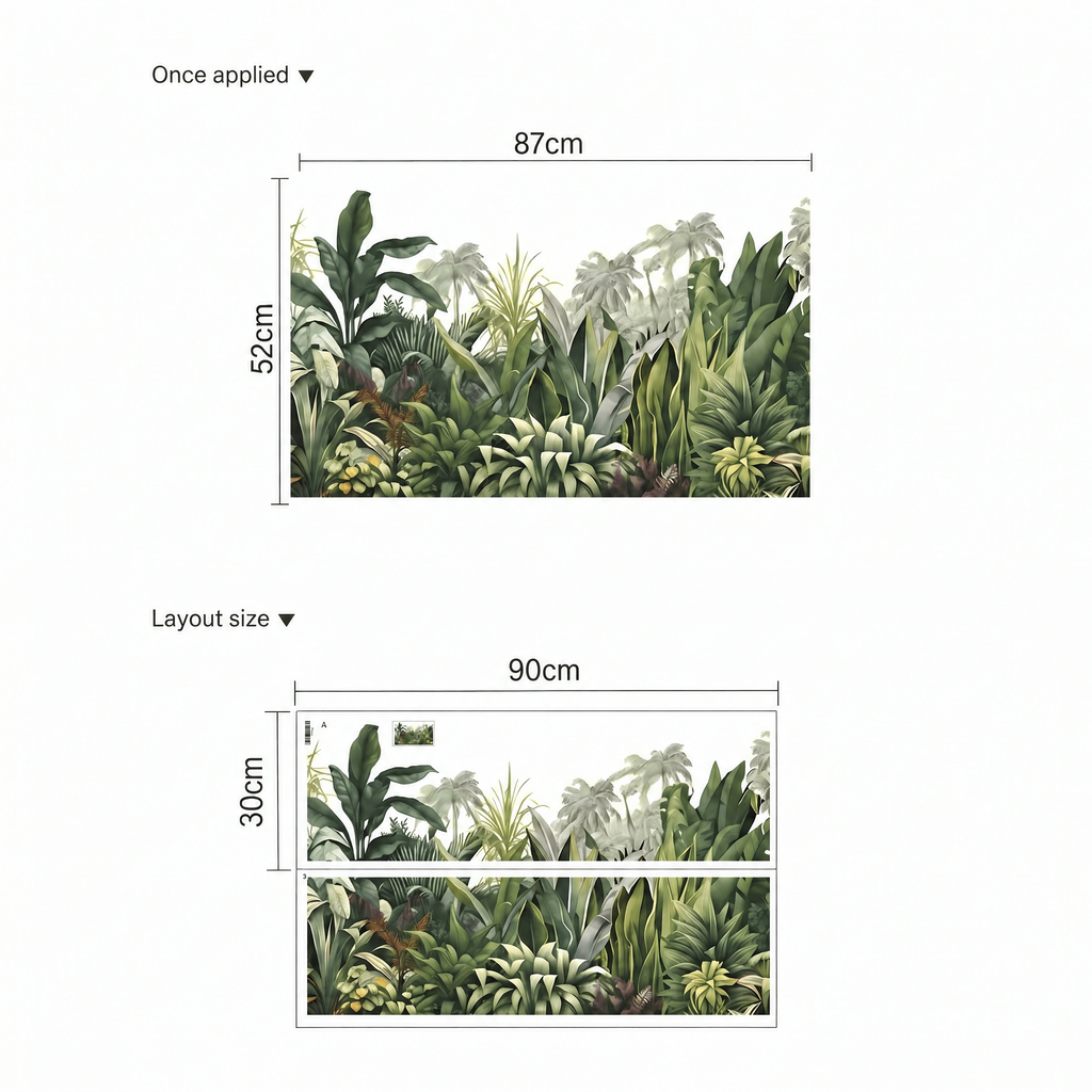 Panoramic Tropical Jungle Mural Wall Stickers - dimensions