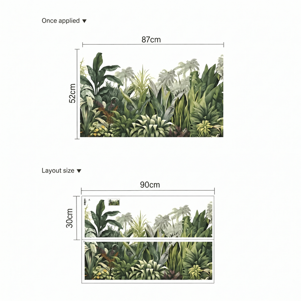 Panoramic Tropical Jungle Mural Wall Stickers - dimensions