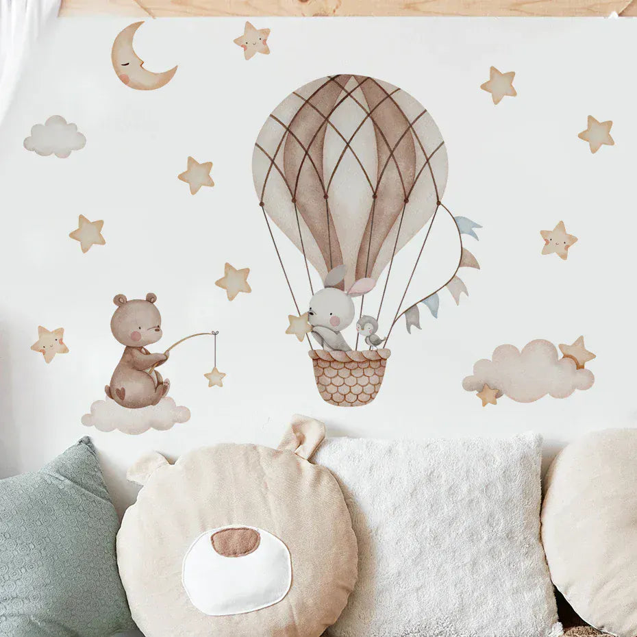 Stickers Muraux Lapin Montgolfière