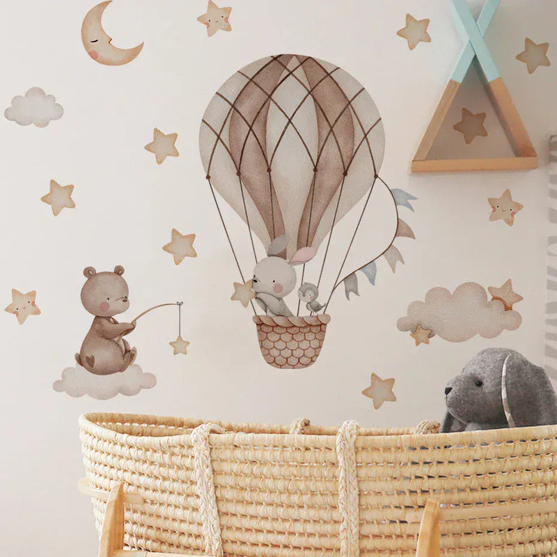 Stickers Muraux Lapin Montgolfière