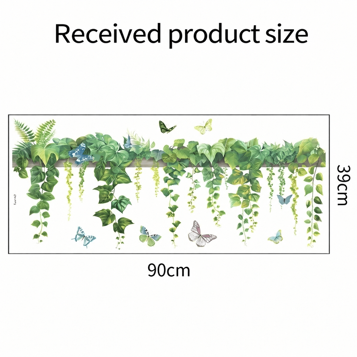 Hanging Vines, Plants and Butterflies Wall Stickers - dimensions