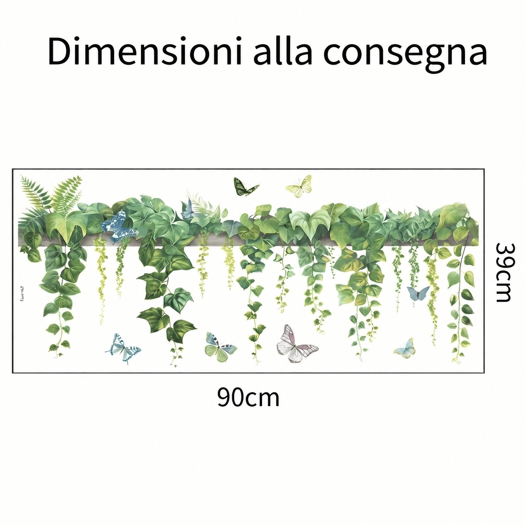 Adesivi murali liane pendenti con farfalle - Dimensioni