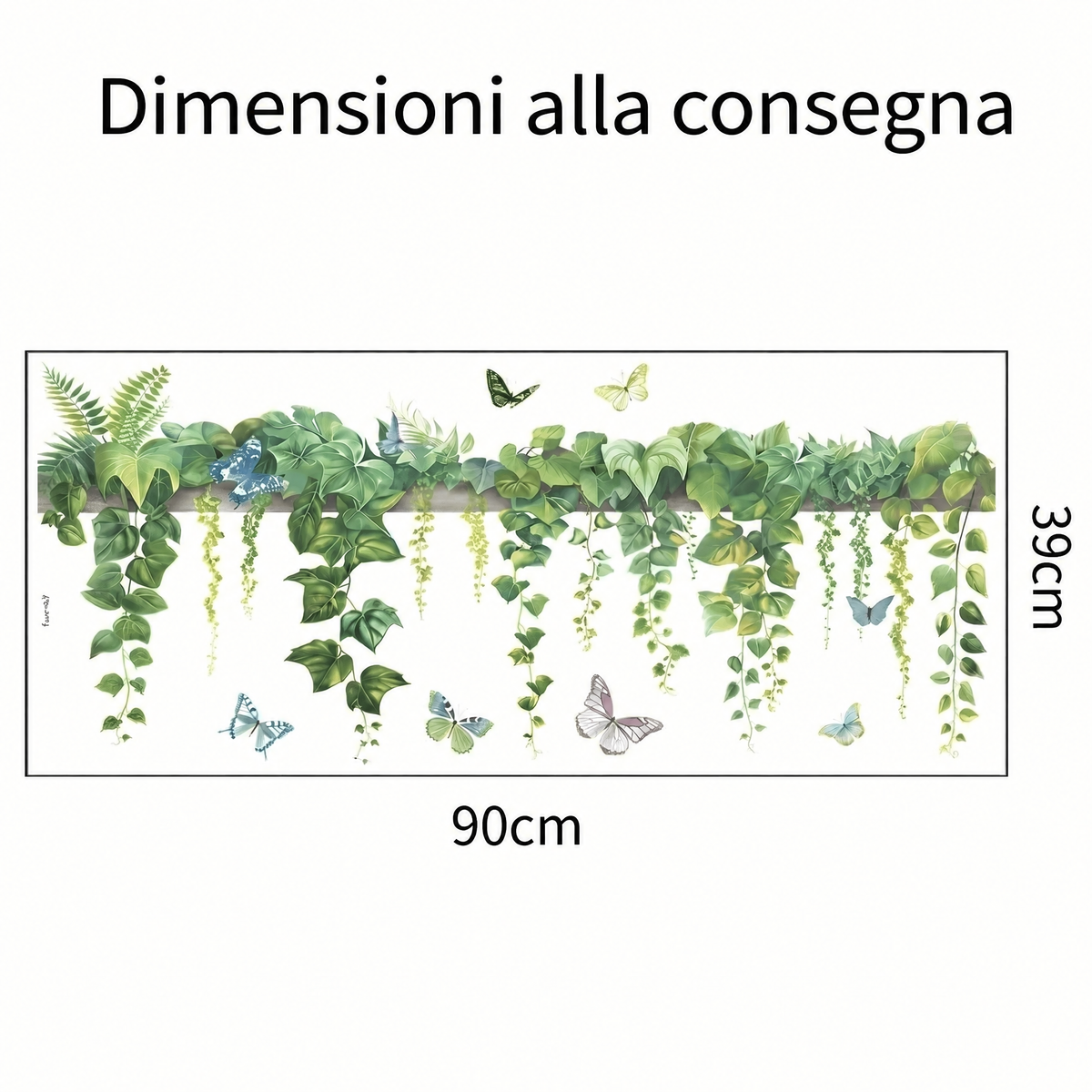 Adesivi murali liane pendenti con farfalle - Dimensioni