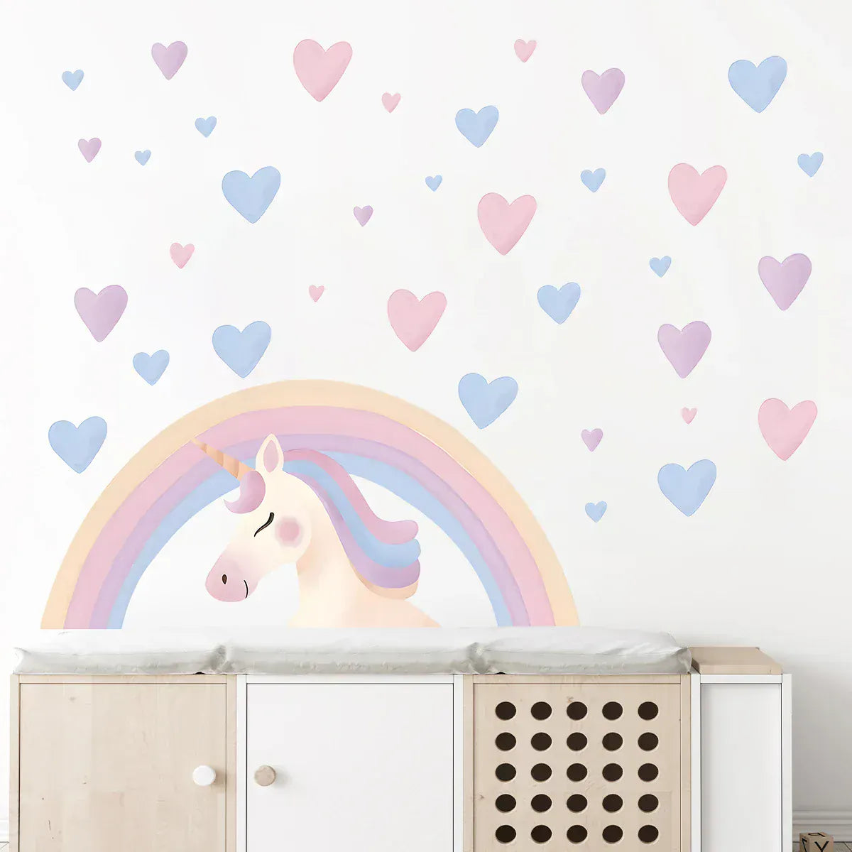 Stickers Muraux Licorne Arc-en-Ciel Aquarelle