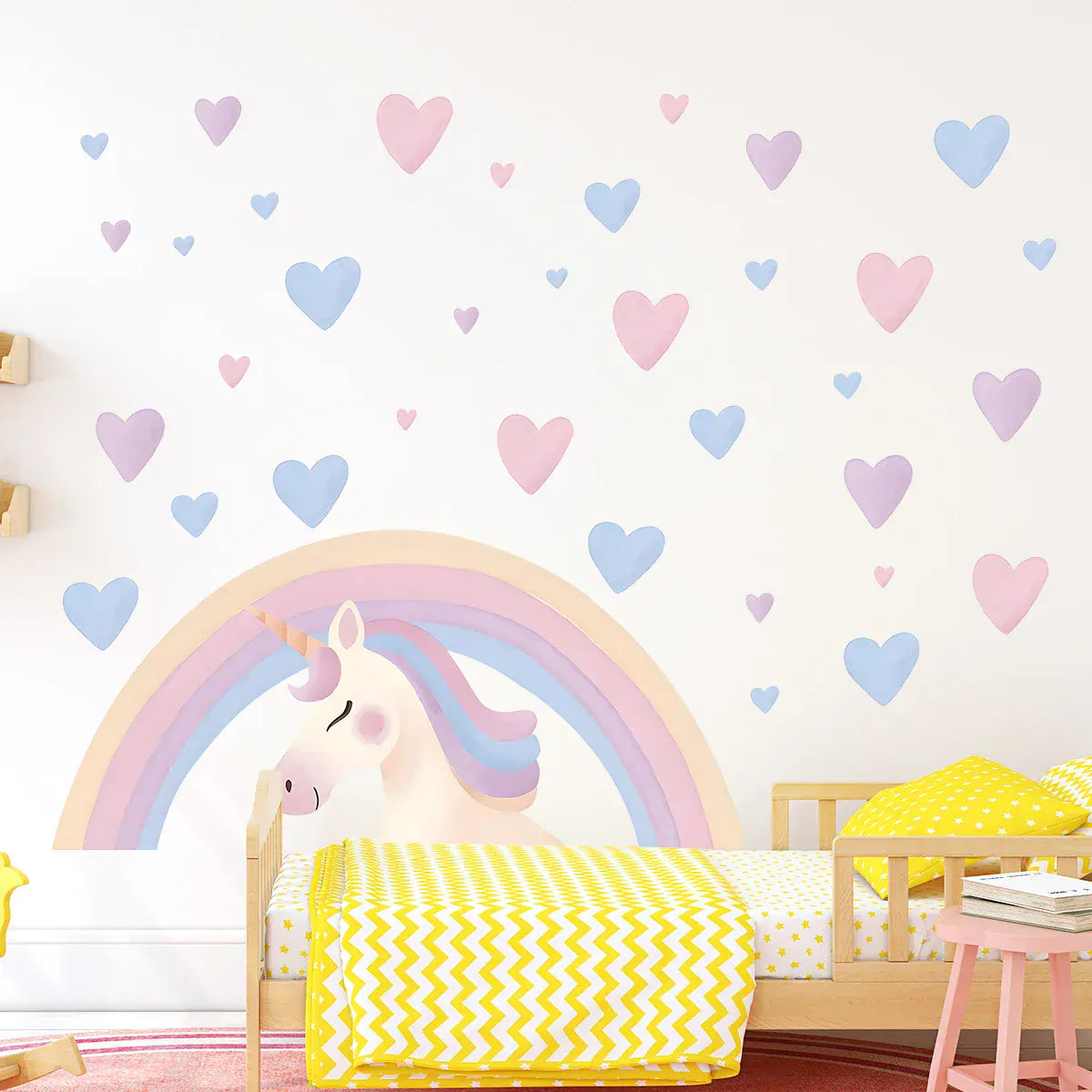 Stickers Muraux Licorne Arc-en-Ciel Aquarelle