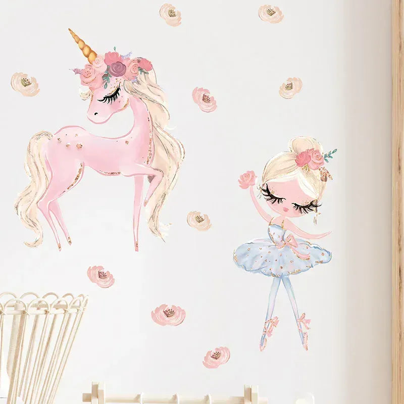 Stickers Muraux Licorne et Ballerine
