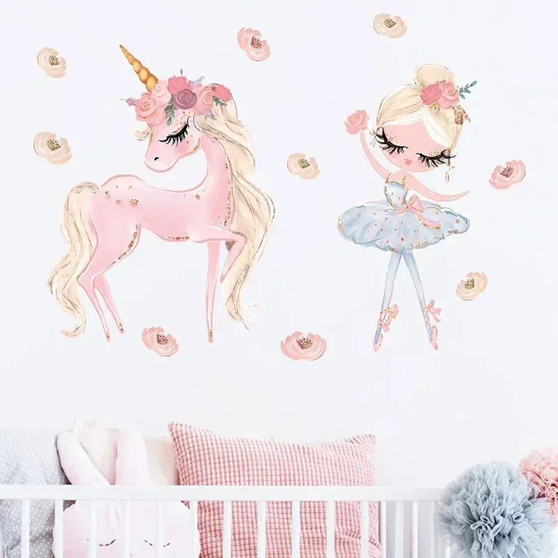 Stickers Muraux Licorne et Ballerine