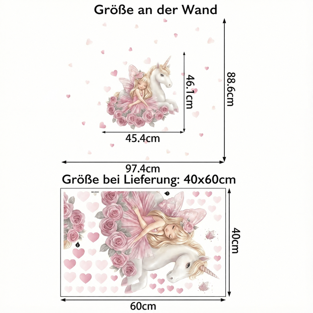 Wandtattoo Zauberhaftes Einhorn - Maße