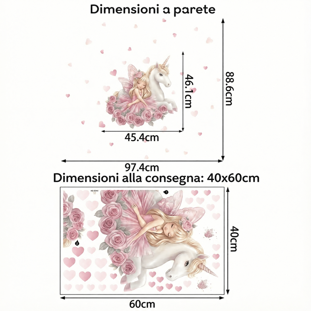 Adesivi murali unicorno magico - Dimensioni