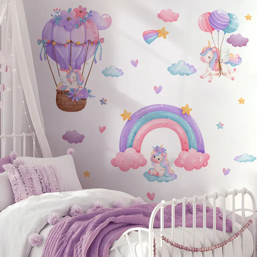 Stickers Muraux Licorne Style Arc-en-Ciel