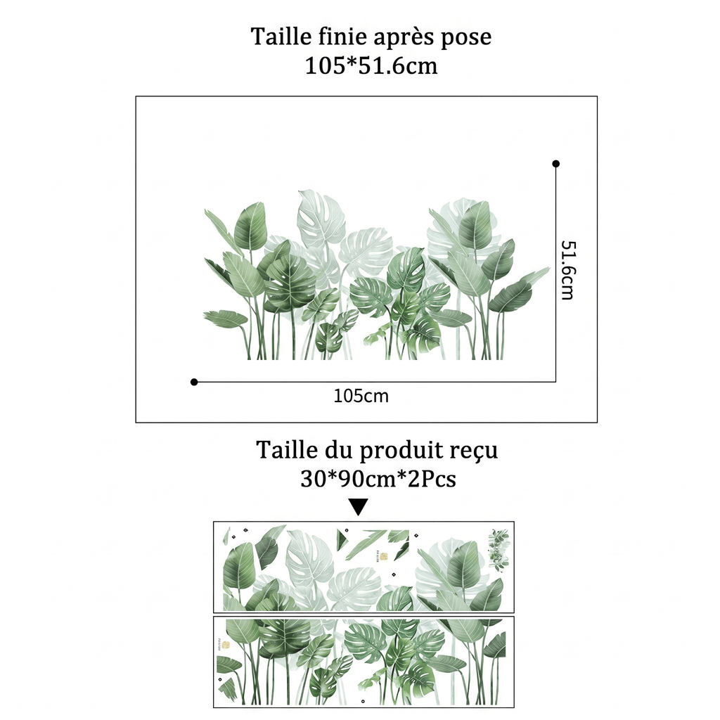 Stickers Muraux Monstera Aquarelle Vert Sauge Déco