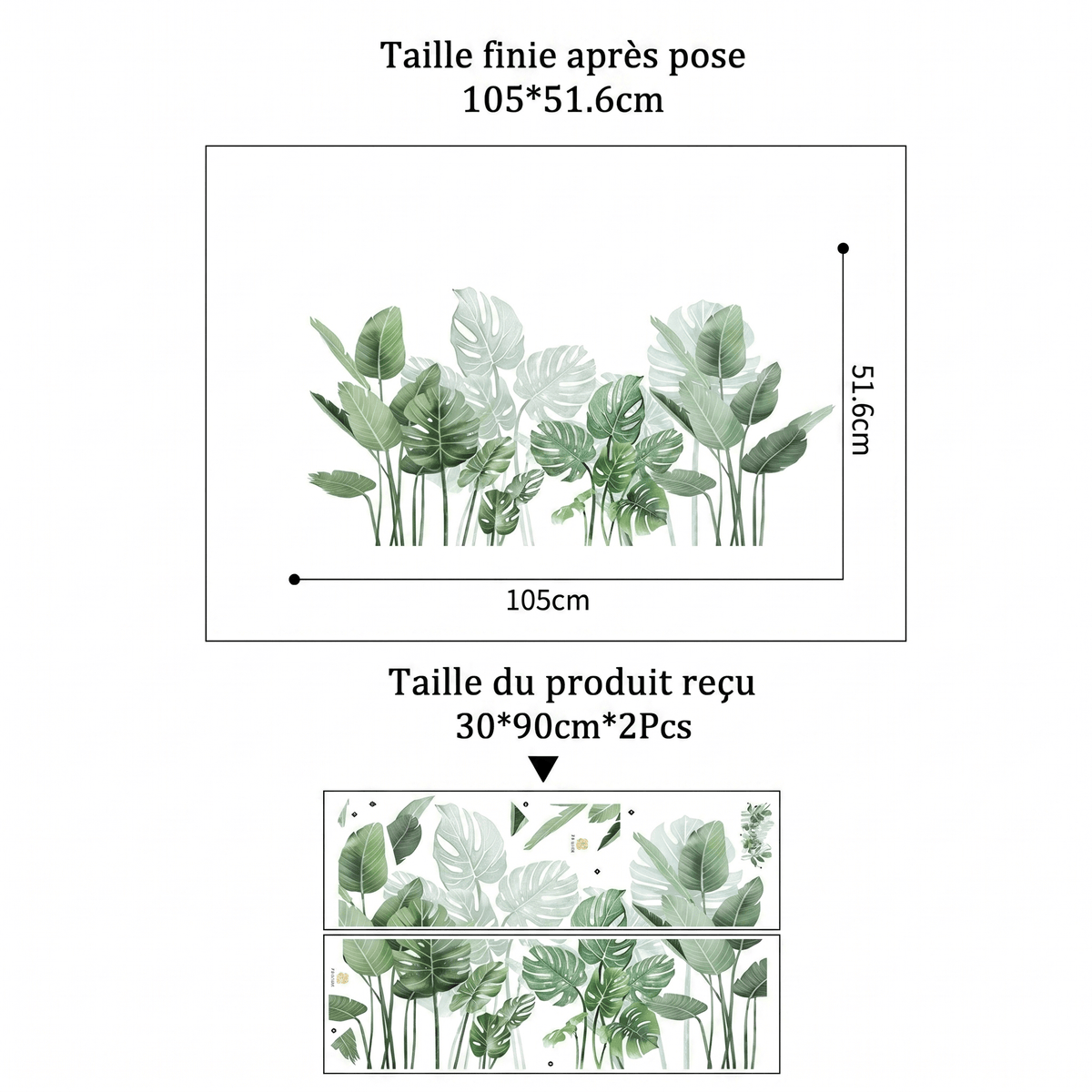 Stickers Muraux Monstera Aquarelle Vert Sauge Déco