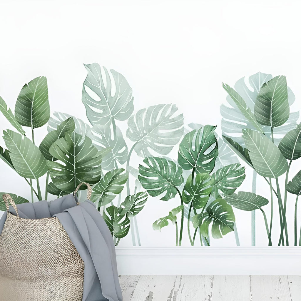 Stickers Muraux Monstera Aquarelle Vert Sauge Déco