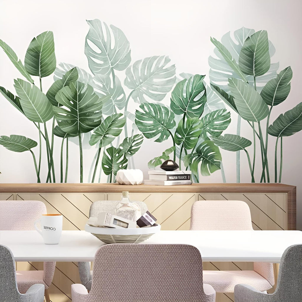 Stickers Muraux Monstera Aquarelle Vert Sauge Déco
