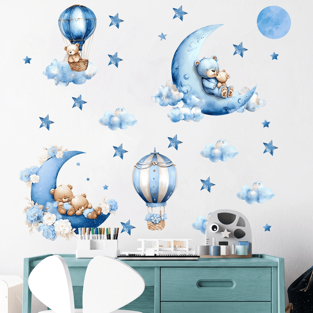 Stickers Muraux Oursons Aquarelle Chambre Bébé Garçon