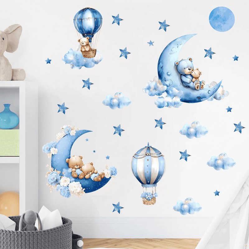 Stickers Muraux Oursons Aquarelle Chambre Bébé Garçon