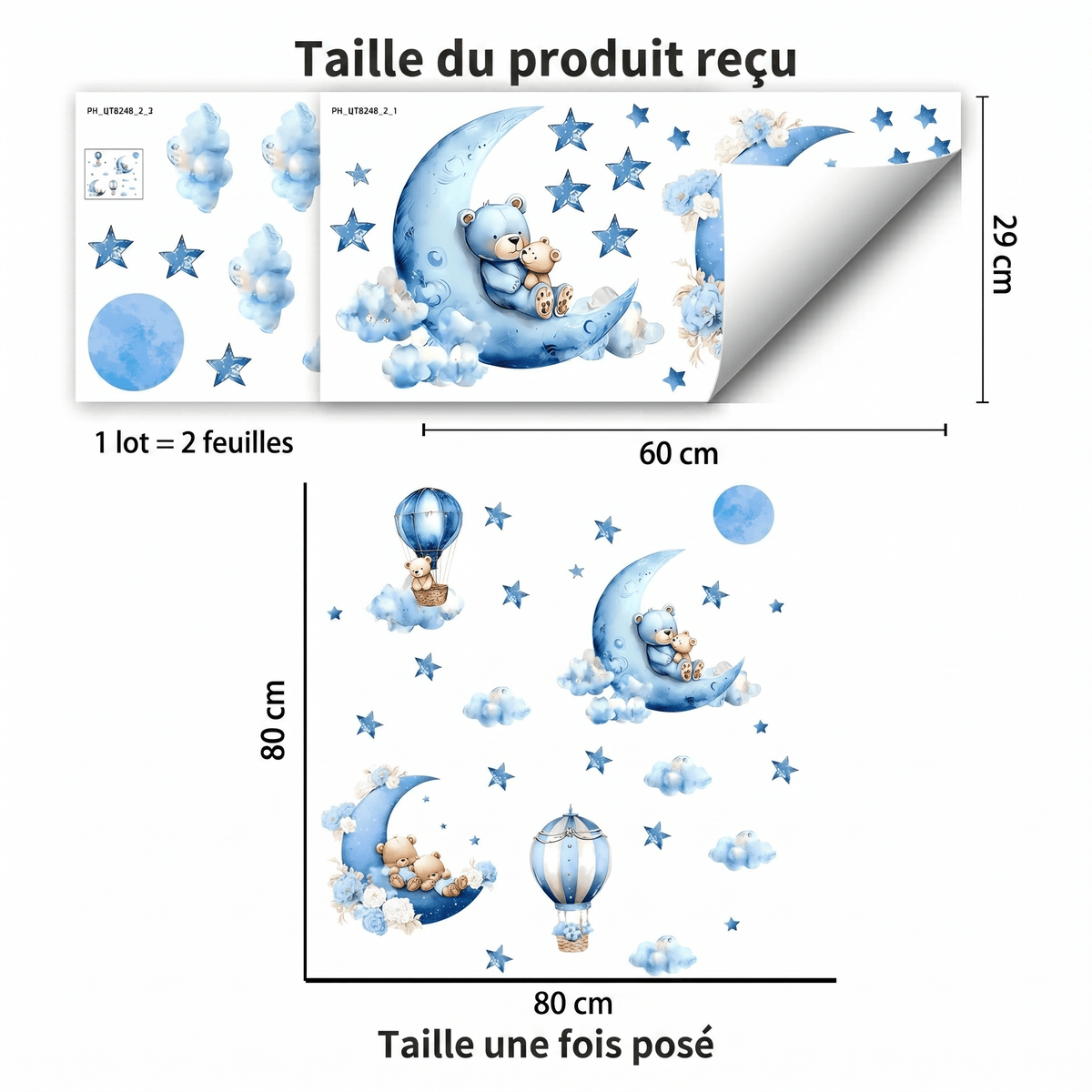 Stickers Muraux Oursons Aquarelle Chambre Bébé Garçon