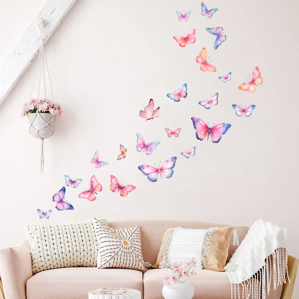Stickers Muraux Papillons Aquarelle
