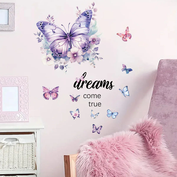 Stickers Muraux Papillons avec Citation en Anglais