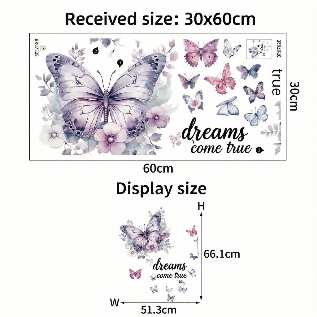 Butterfly Quote Wall Stickers - dimensions