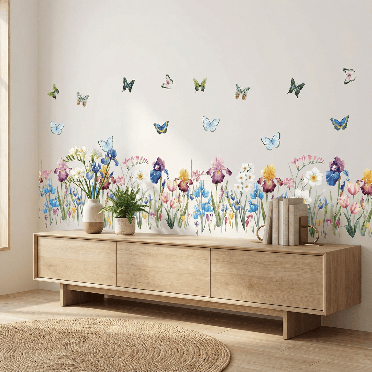 Stickers Muraux Papillons avec Fleurs