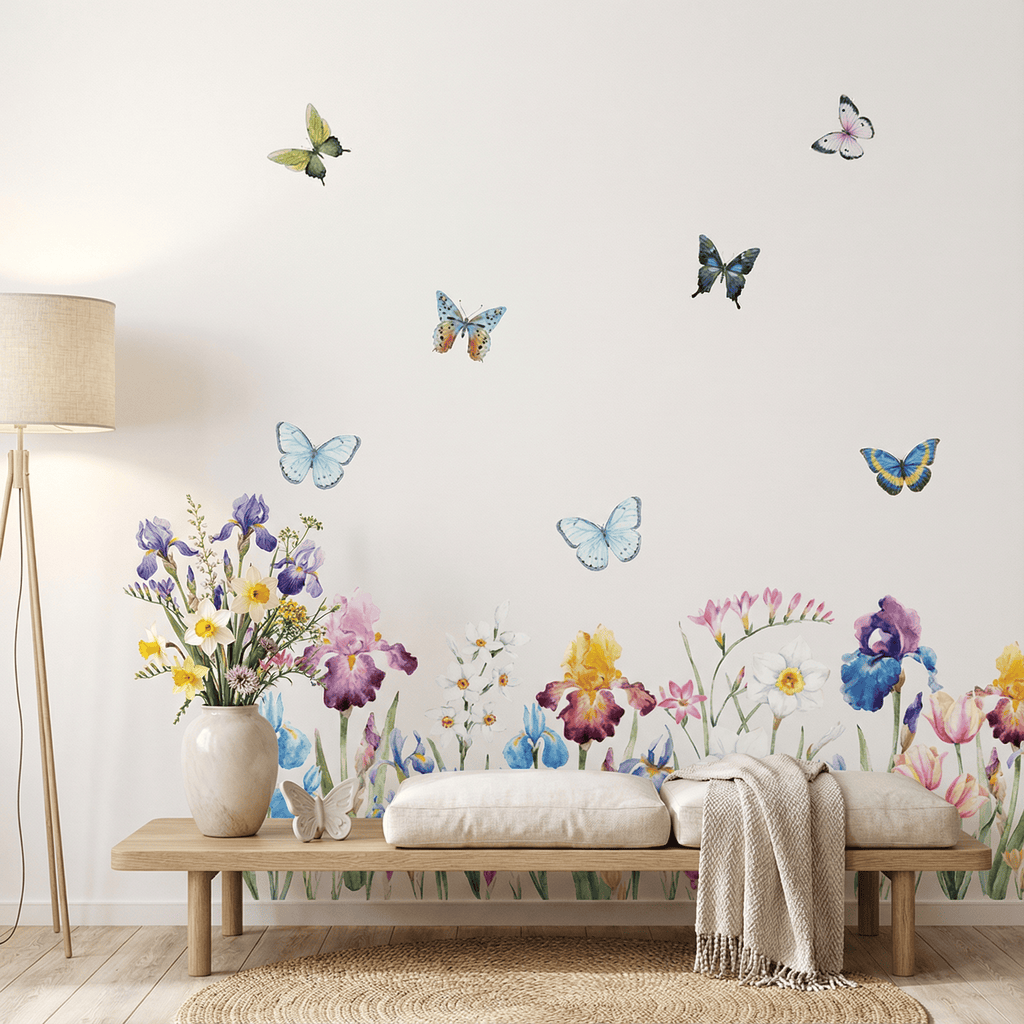 Stickers Muraux Papillons avec Fleurs