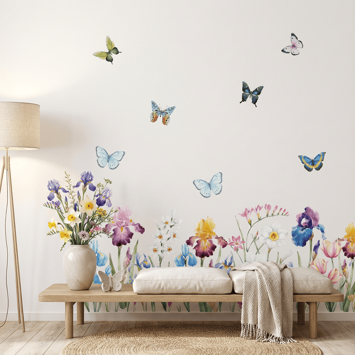 Stickers Muraux Papillons avec Fleurs