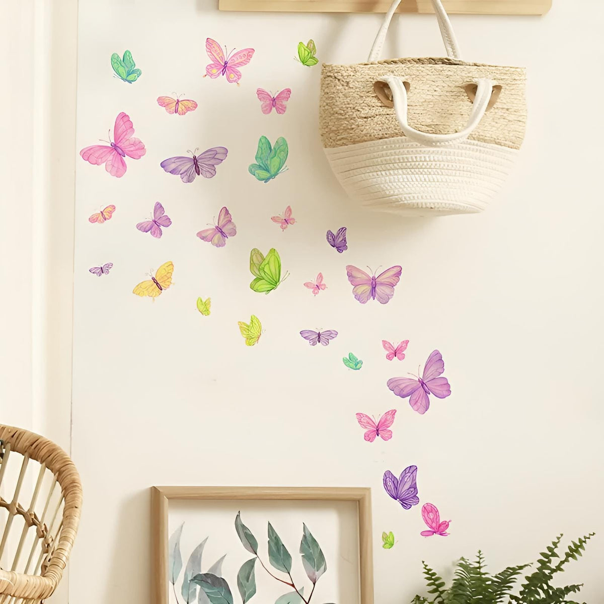 Stickers Muraux Papillons Multicolores Aquarelle Déco