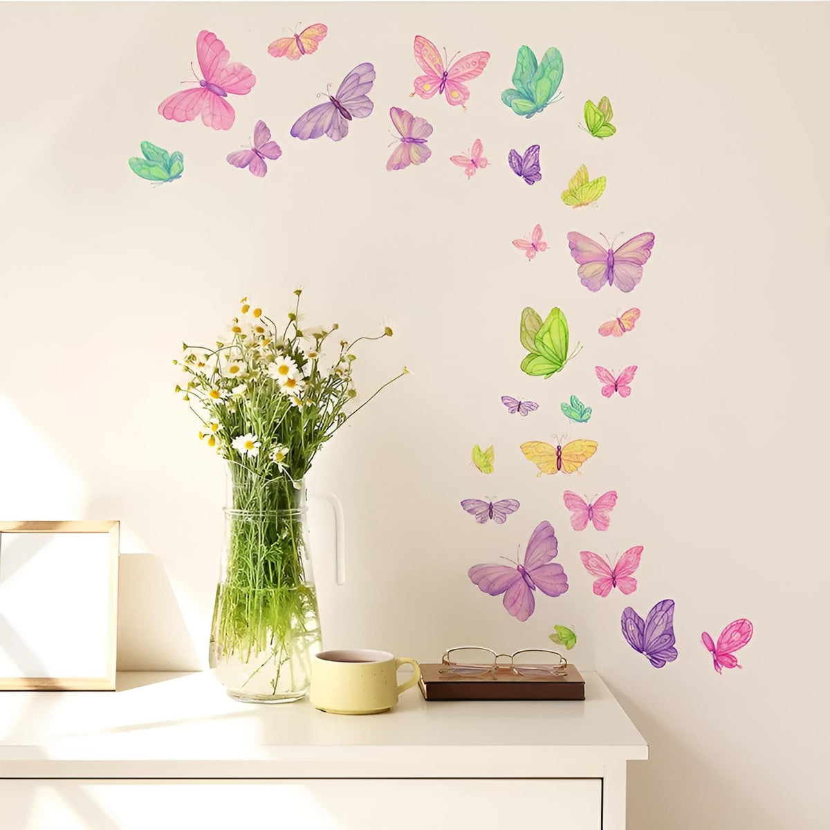 Stickers Muraux Papillons Multicolores Aquarelle Déco