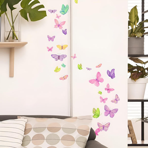 Stickers Muraux Papillons Multicolores Aquarelle Déco