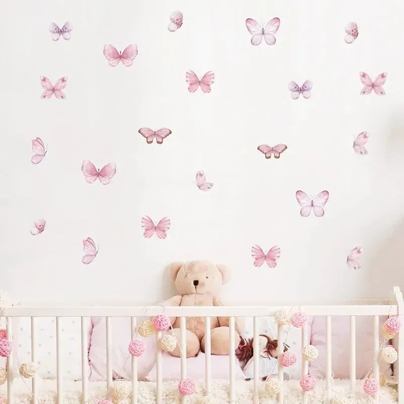 Stickers Muraux Papillons Roses