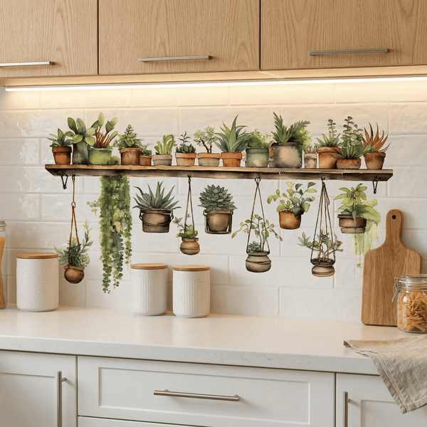 Stickers Muraux Plantes en Pot Suspendus