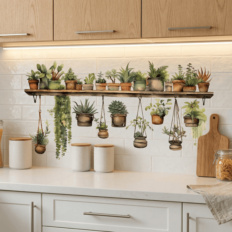 Stickers Muraux Plantes en Pot Suspendus