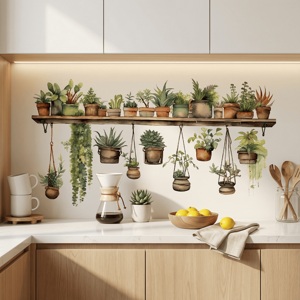 Stickers Muraux Plantes en Pot Suspendus