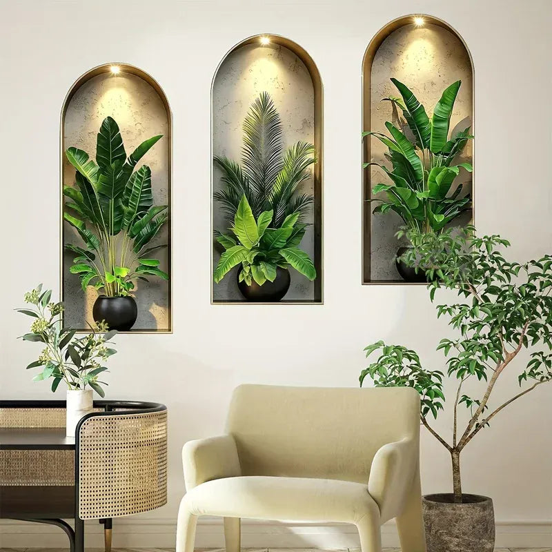 Stickers Muraux Plantes Vertes 3D