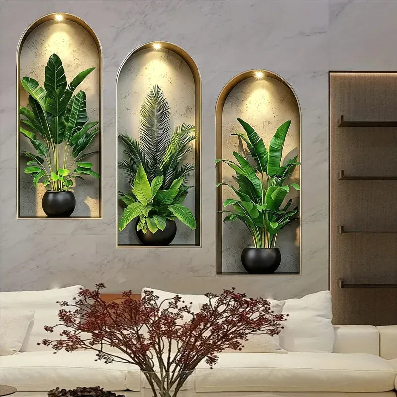 Stickers Muraux Plantes Vertes 3D