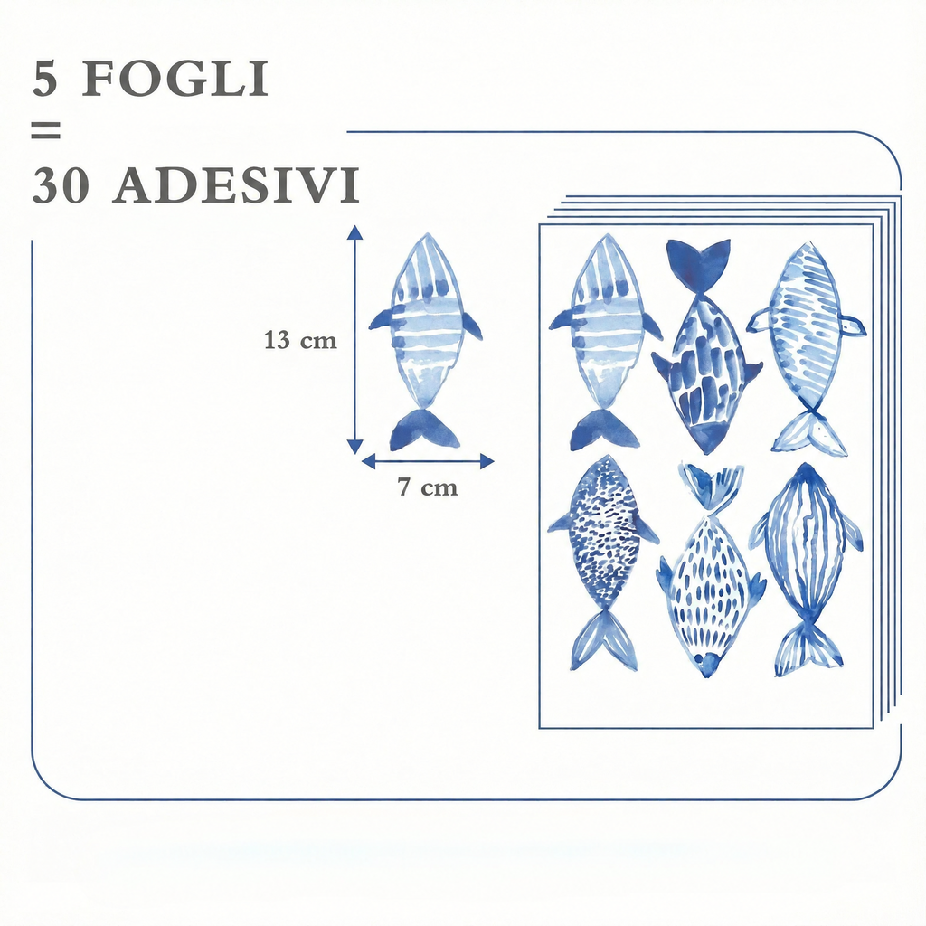 Adesivi murali pesci per cameretta - Dimensioni