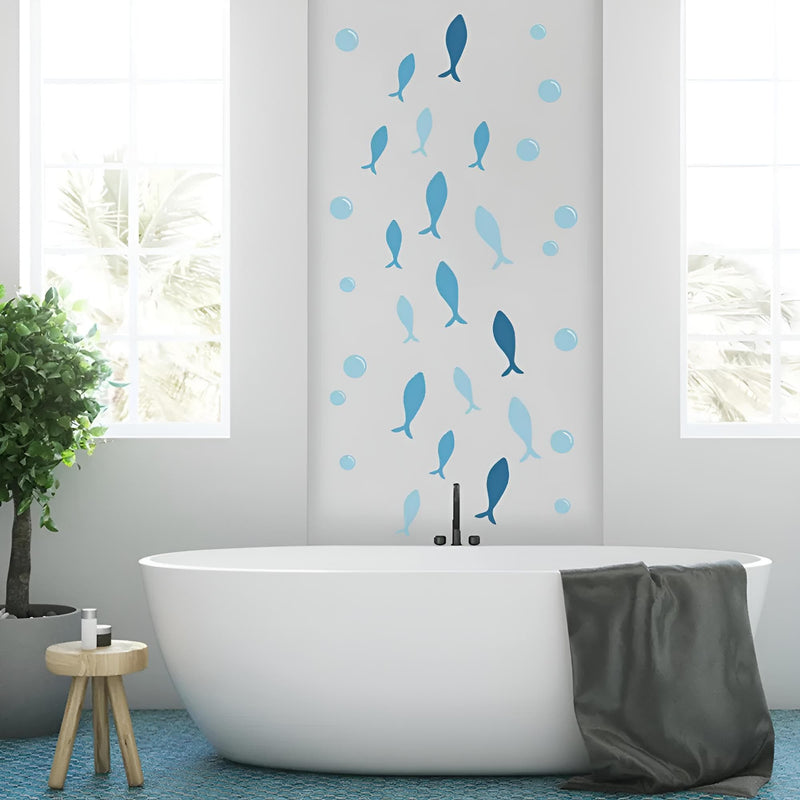 Stickers Muraux Poissons et Bulles Salle de Bain