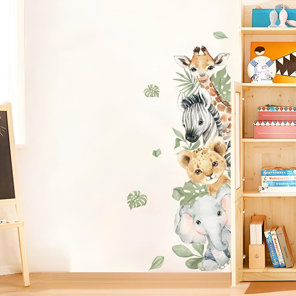 Stickers Muraux Porte Chambre Enfant Animaux de la Jungle