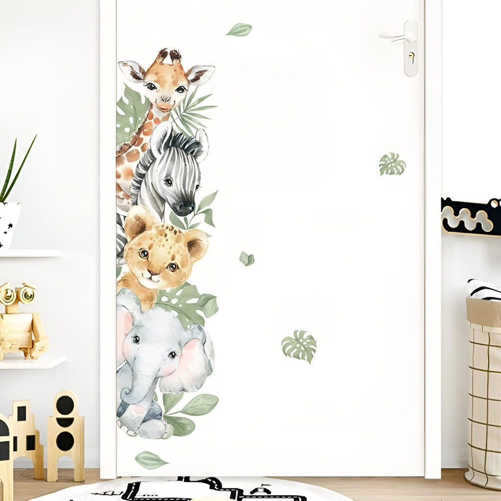 Stickers Muraux Porte Chambre Enfant Animaux de la Jungle