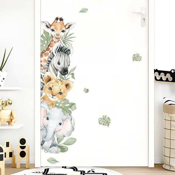 Stickers Muraux Porte Chambre Enfant Animaux de la Jungle