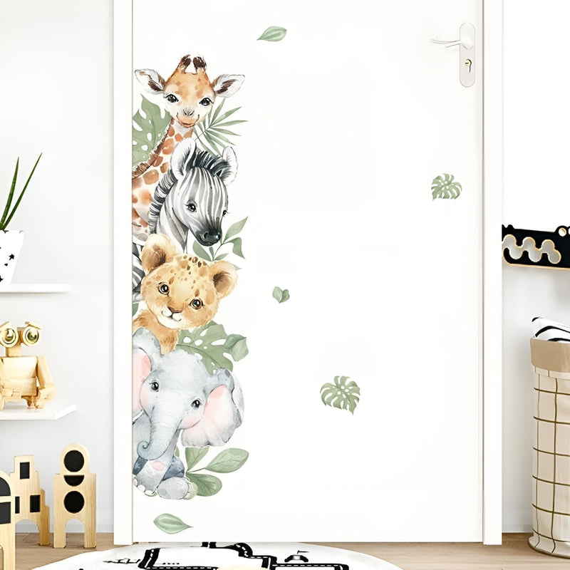 Stickers Muraux Porte Chambre Enfant Animaux de la Jungle